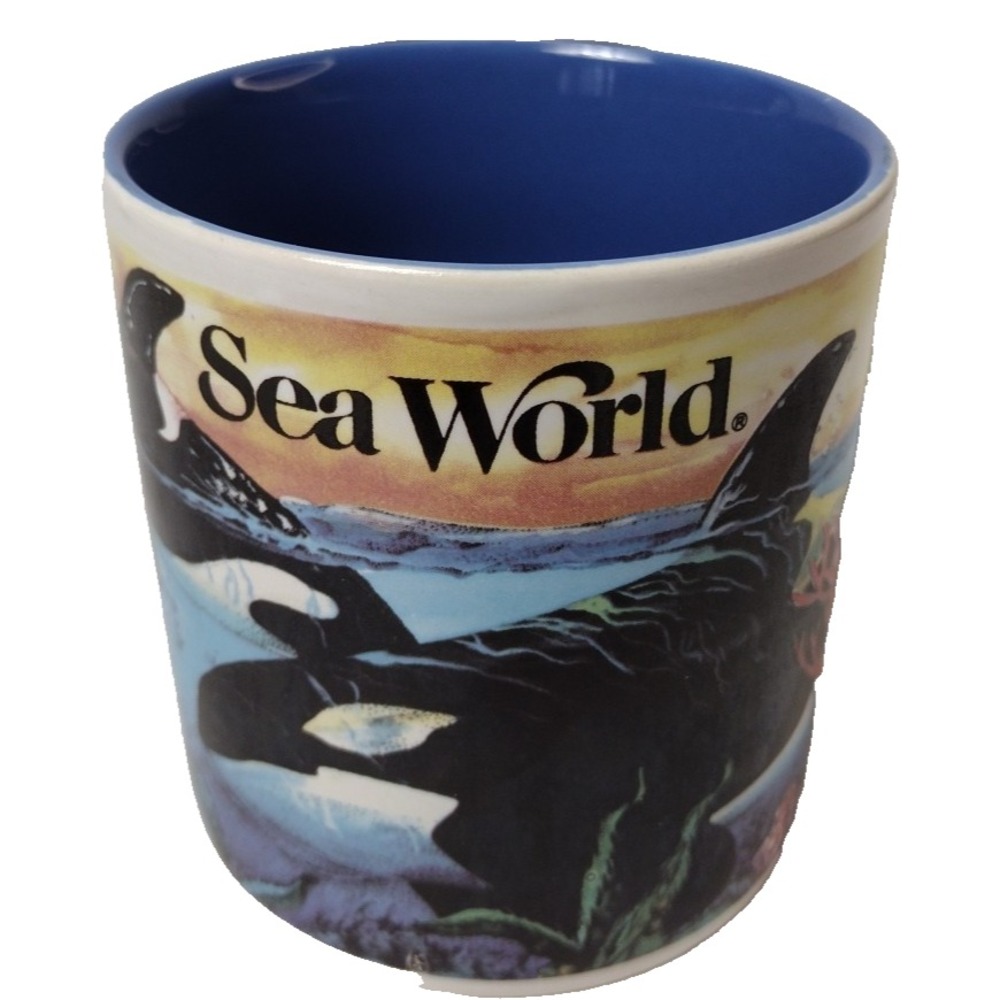 Vintage Sea World SHAMU Mug Cup w/ Orca Killer Whale Design Made in Korea